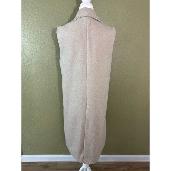 Zara S Long Vest Beige Tan Overcoat Neutral Contemporary Minimalist Clean Girl - Picture 5 of 11